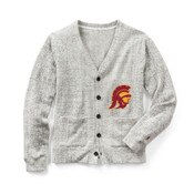 USC Trojans Men's League Cream Tommy Left Chest Bonfire Long Sleeve Cardigan